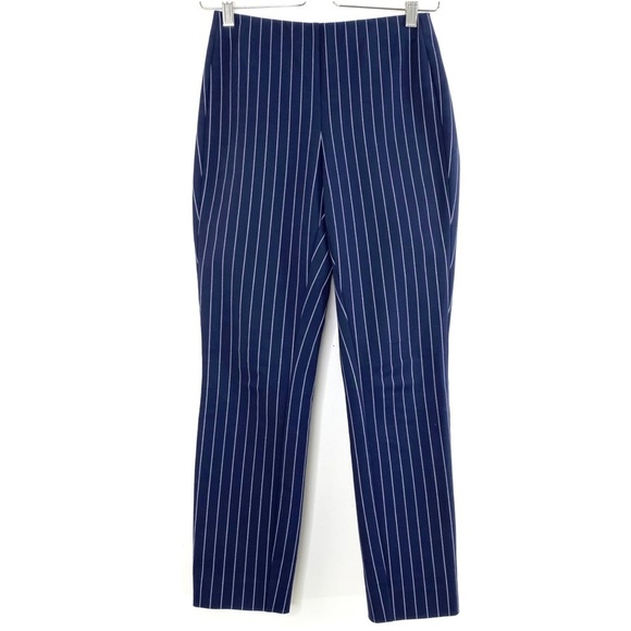 Rag & Bone Simone Pinstripe Stretch Cropped Pants in Navy Blue - Picture 3 of 9
